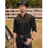 COOFANDY Men’s Western Cowboy Shirts Long Sleeve Embroidered Shirt Slim Fit Casual Button Down Shirts(Pat1)