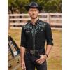 COOFANDY Men’s Western Cowboy Shirts Long Sleeve Embroidered Shirt Slim Fit Casual Button Down Shirts(Pat2)