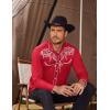 COOFANDY Men’s Western Cowboy Shirts Long Sleeve Embroidered Shirt Slim Fit Casual Button Down Shirts(Red)