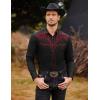 COOFANDY Men’s Western Cowboy Shirts Long Sleeve Embroidered Shirt Slim Fit Casual Button Down Shirts(Red&black)