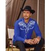 COOFANDY Men’s Western Cowboy Shirts Long Sleeve Embroidered Shirt Slim Fit Casual Button Down Shirts(Royal Blue)