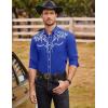 COOFANDY Men’s Western Cowboy Shirts Long Sleeve Embroidered Shirt Slim Fit Casual Button Down Shirts(Royal Blue)