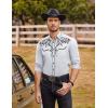 COOFANDY Men’s Western Cowboy Shirts Long Sleeve Embroidered Shirt Slim Fit Casual Button Down Shirts(White)