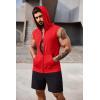COOFANDY Men’s Workout Hooded Tank Tops 2 Pack Zip Up Sleeveless Gym Shirts Muscle Cut Off T Shirt Bodybuilding Hoodies(Blue/Red(2pcs))