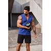 COOFANDY Men’s Workout Hooded Tank Tops 2 Pack Zip Up Sleeveless Gym Shirts Muscle Cut Off T Shirt Bodybuilding Hoodies(Blue/Red(2pcs))