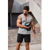 COOFANDY Men’s Workout Hooded Tank Tops 2 Pack Zip Up Sleeveless Gym Shirts Muscle Cut Off T Shirt Bodybuilding Hoodies(Light Grey/Black(2pcs))