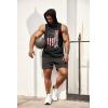 COOFANDY Men’s Workout Hooded Tank Tops Bodybuilding Muscle Cut Off T Shirt Sleeveless Gym Hoodies(1flag-black)