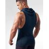COOFANDY Men’s Workout Hooded Tank Tops Bodybuilding Muscle Cut Off T Shirt Sleeveless Gym Hoodies(Navy Blue)