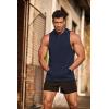 COOFANDY Men’s Workout Hooded Tank Tops Bodybuilding Muscle Cut Off T Shirt Sleeveless Gym Hoodies(Navy Blue)