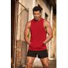 COOFANDY Men’s Workout Hooded Tank Tops Bodybuilding Muscle Cut Off T Shirt Sleeveless Gym Hoodies(Red)