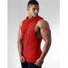 COOFANDY Men’s Workout Hooded Tank Tops Bodybuilding Muscle Cut Off T Shirt Sleeveless Gym Hoodies(Red)