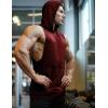 COOFANDY Men’s Workout Hooded Tank Tops Bodybuilding Muscle Cut Off T Shirt Sleeveless Gym Hoodies(Wine Red)