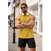 COOFANDY Men’s Workout Hooded Tank Tops Bodybuilding Muscle Cut Off T Shirt Sleeveless Gym Hoodies(Yellow)