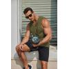 COOFANDY Men’s Workout Hooded Tank Tops Sleeveless Gym Hoodies Cotton Muscle Cut Off Shirt Bodybuilding Henley Shirts(Army Green)