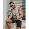 COOFANDY Men’s Workout Hooded Tank Tops Sleeveless Gym Hoodies Cotton Muscle Cut Off Shirt Bodybuilding Henley Shirts(Light Grey)