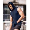 COOFANDY Men’s Workout Hooded Tank Tops Zip Up Sleeveless Hoodie Bodybuilding Fitness Gym Muscle Cut Off T Shirt(Blue)