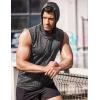COOFANDY Men’s Workout Hooded Tank Tops Zip Up Sleeveless Hoodie Bodybuilding Fitness Gym Muscle Cut Off T Shirt(Dark Charcoal Grey)