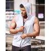 COOFANDY Men’s Workout Hooded Tank Tops Zip Up Sleeveless Hoodie Bodybuilding Fitness Gym Muscle Cut Off T Shirt(White)
