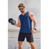 COOFANDY Men’s Workout Tank Top V Neck Gym Sleeveless Muscle T Shirts Textured Casual Tank Tops Summer(Navy Blue/Light Blue (2 Pcs))