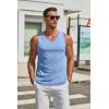 COOFANDY Men’s Workout Tank Top V Neck Gym Sleeveless Muscle T Shirts Textured Casual Tank Tops Summer(Navy Blue/Light Blue (2 Pcs))
