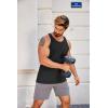 COOFANDY Men’s Workout Tank Tops 2 Pack Y Back Sleeveless Shirts Gym Muscle T Shirt Bodybuidling Athletic Stringer Tee(Khaki/Black)