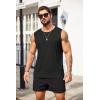 COOFANDY Men’s Workout Tank Tops Sleeveless Gym Muscle Tee Shirts 2 Pack Casual Breathable Waffle Knit Tanks(Black/Brown)