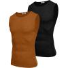 COOFANDY Men’s Workout Tank Tops Sleeveless Gym Muscle Tee Shirts 2 Pack Casual Breathable Waffle Knit Tanks(Black/Brown)