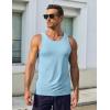 COOFANDY Men’s Workout Tank Tops UPF 50+ Sleeveless Gym Muscle Shirts Cooling Quick Dry Bodybuilding Tanks for Swim Beach(White/Light Blue)
