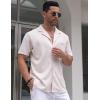 COOFANDY Men’s Wrinkle Free Untucked Cuban Shirt Business Casual Button Down Shirts Short Sleeve Shirt(Beige)