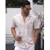 COOFANDY Men’s Wrinkle Free Untucked Cuban Shirt Business Casual Button Down Shirts Short Sleeve Shirt(Beige)