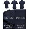 COOFANDY Men’s Wrinkle Free Untucked Cuban Shirt Business Casual Button Down Shirts Short Sleeve Shirt(Dark Blue)