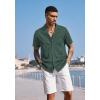 COOFANDY Men’s Wrinkle Free Untucked Cuban Shirt Business Casual Button Down Shirts Short Sleeve Shirt(Dark Green)