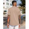 COOFANDY Men’s Wrinkle Free Untucked Cuban Shirt Business Casual Button Down Shirts Short Sleeve Shirt(Khaki)