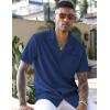 COOFANDY Men’s Wrinkle Free Untucked Cuban Shirt Business Casual Button Down Shirts Short Sleeve Shirt(Navy Blue)