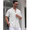 COOFANDY Men’s Wrinkle Free Untucked Cuban Shirt Business Casual Button Down Shirts Short Sleeve Shirt(White)