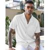 COOFANDY Men’s Wrinkle Free Untucked Cuban Shirt Business Casual Button Down Shirts Short Sleeve Shirt(White)