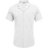 COOFANDY Men’s Wrinkle Free Untucked Cuban Shirt Business Casual Button Down Shirts Short Sleeve Shirt(White)