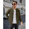 COOFANDY Mens Zip Up Sweater Jacket Waffle Sweatshirt Knit Bomber Lightweight Casual Jackets(Army Green)