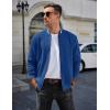 COOFANDY Mens Zip Up Sweater Jacket Waffle Sweatshirt Knit Bomber Lightweight Casual Jackets(Denim Blue)