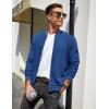 COOFANDY Mens Zip Up Sweater Jacket Waffle Sweatshirt Knit Bomber Lightweight Casual Jackets(Denim Blue)