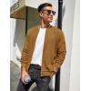 COOFANDY Mens Zip Up Sweater Jacket Waffle Sweatshirt Knit Bomber Lightweight Casual Jackets(Light Brown)