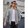 COOFANDY Mens Zip Up Sweater Jacket Waffle Sweatshirt Knit Bomber Lightweight Casual Jackets(Light Grey)