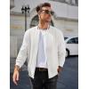 COOFANDY Mens Zip Up Sweater Jacket Waffle Sweatshirt Knit Bomber Lightweight Casual Jackets(White)