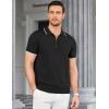 COOFANDY Men’s Zipper Polo Shirt Casual Knit Short Sleeve Polo T Shirt Classic Fit Shirts(#1-black)