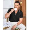 COOFANDY Men’s Zipper Polo Shirt Casual Knit Short Sleeve Polo T Shirt Classic Fit Shirts(#1-black)