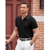 COOFANDY Men’s Zipper Polo Shirt Casual Knit Short Sleeve Polo T Shirt Classic Fit Shirts(#1-black)