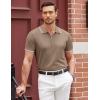 COOFANDY Men’s Zipper Polo Shirt Casual Knit Short Sleeve Polo T Shirt Classic Fit Shirts(#1-khaki)