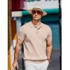 COOFANDY Men’s Zipper Polo Shirt Casual Knit Short Sleeve Polo T Shirt Classic Fit Shirts(Beige)