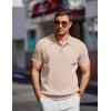 COOFANDY Men’s Zipper Polo Shirt Casual Knit Short Sleeve Polo T Shirt Classic Fit Shirts(Beige)