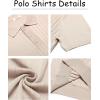 COOFANDY Men’s Zipper Polo Shirt Casual Knit Short Sleeve Polo T Shirt Classic Fit Shirts(Beige)